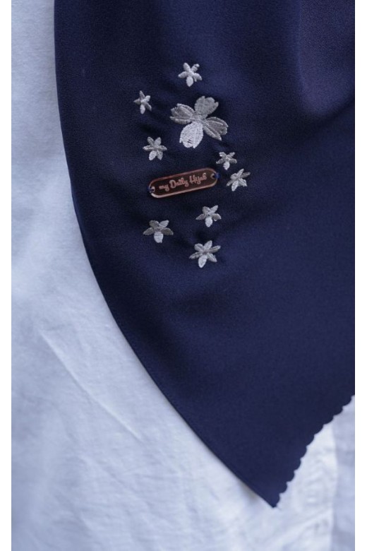 Pasmina Oval Azzura Instan Lasercut Navy